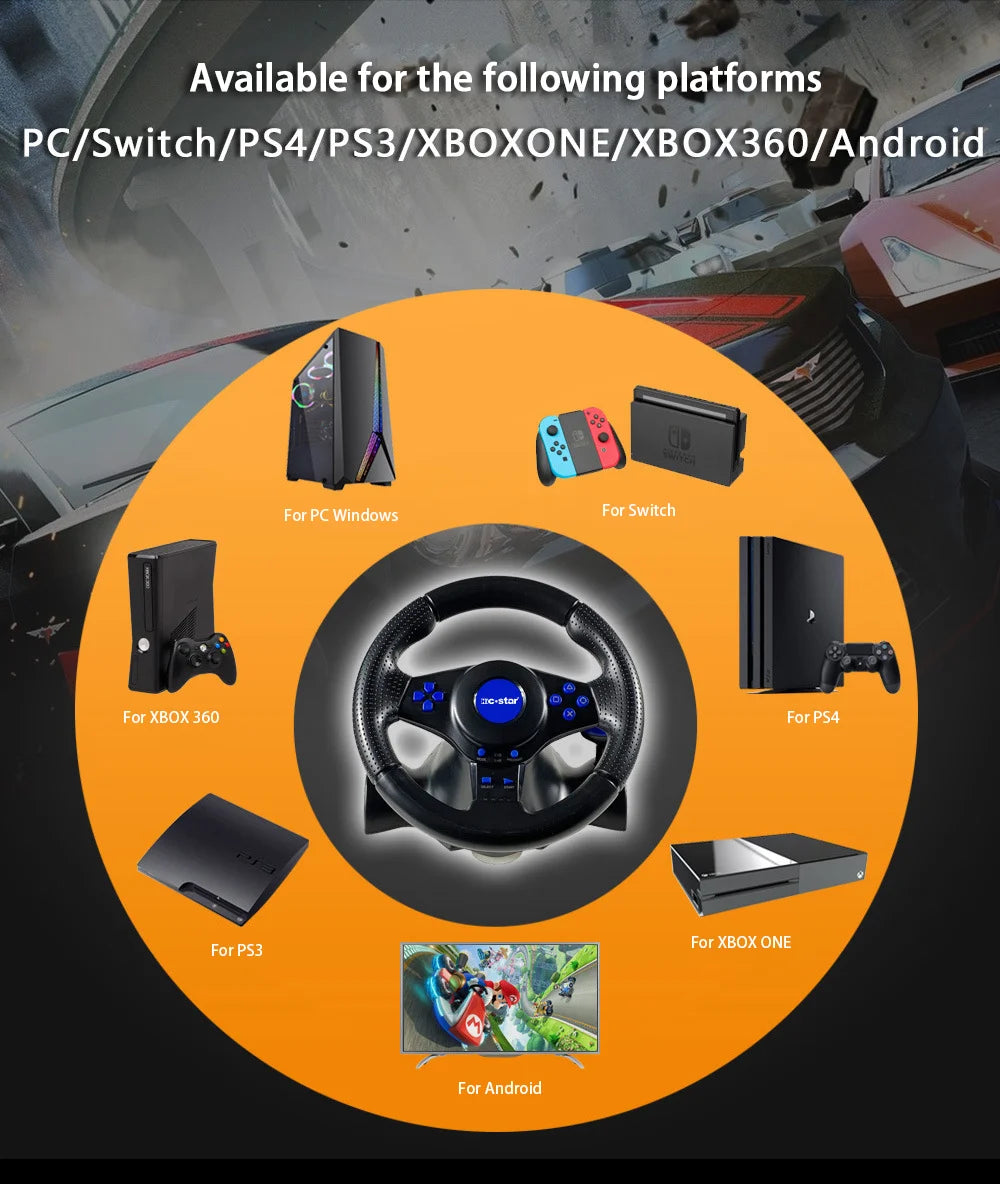 Racing Steering Wheel Vibration Controller 7 In 1 Game Simulation Raci