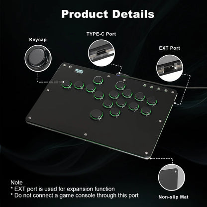 Black Rim Leverless Arcade Controller Hitbox Fightstick Stickless