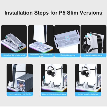 RGB Cooling Stand For Console Slim Console Gamepad Charging Base