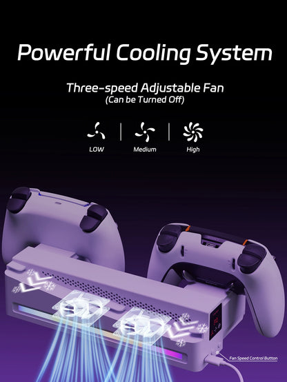 Horizontal Cooling Stand With Controller Charger RGB Light Adjustable