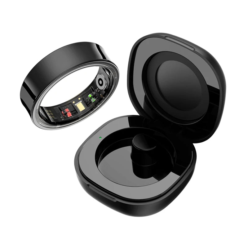 R09 Smart Ring Men Women With Charging Case,heart Rate Blood