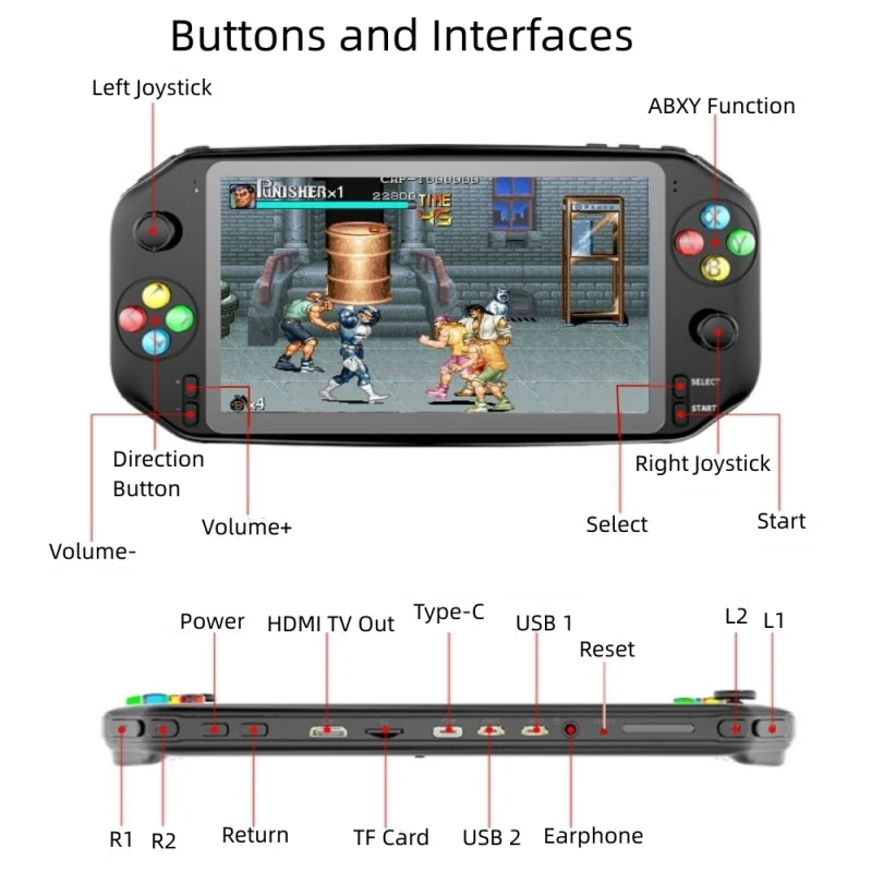 Portable Retro Game Console 7 Inch HD Screen Arcade Video Gaming
