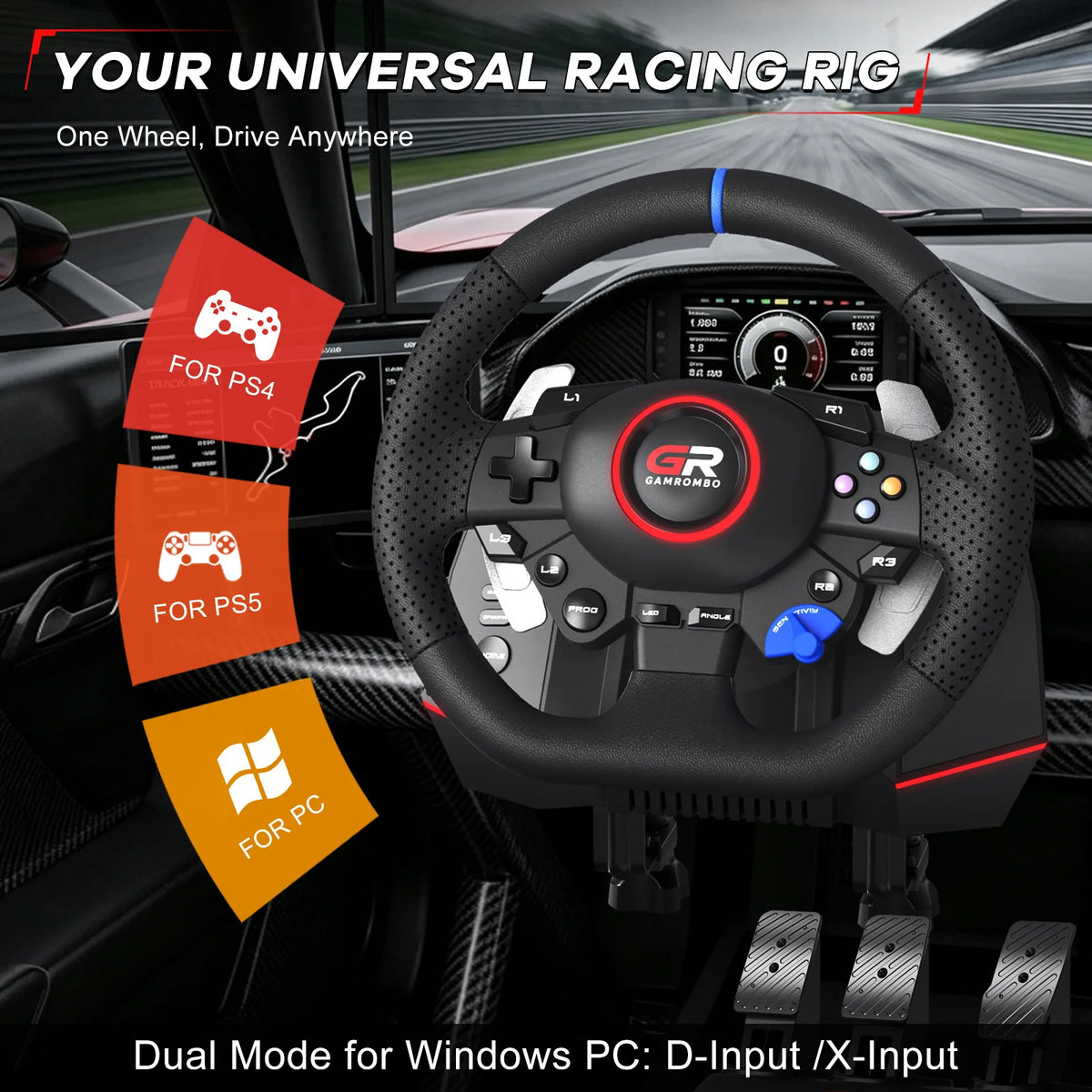 Racing Wheel For Console/console/pc,game Steering 11 Inch Leather