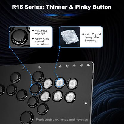 Black Rim Leverless Arcade Controller Hitbox Fightstick Stickless