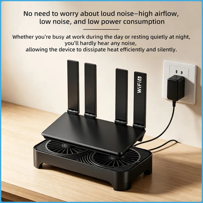 Router Cooling Stand Dual Fan USB Powered Silent Heat Dissipation