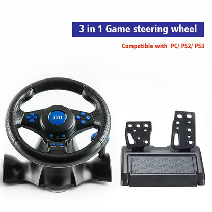Racing Steering Wheel With Vibration And Pedals For Console P