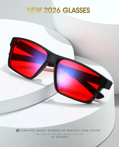 Europe Gaming Glasses For Men Women Red Orange Lens Anti Blue Light