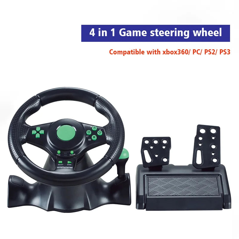 Racing Steering Wheel With Vibration And Pedals For Console P