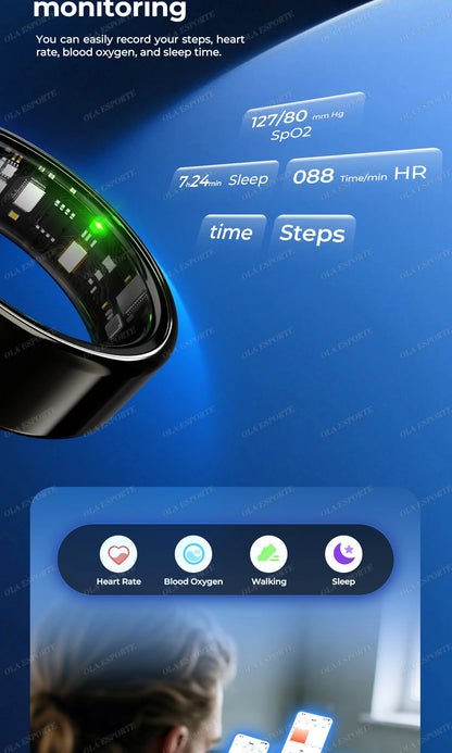R09 Smart Ring Men Women With Charging Case,heart Rate Blood