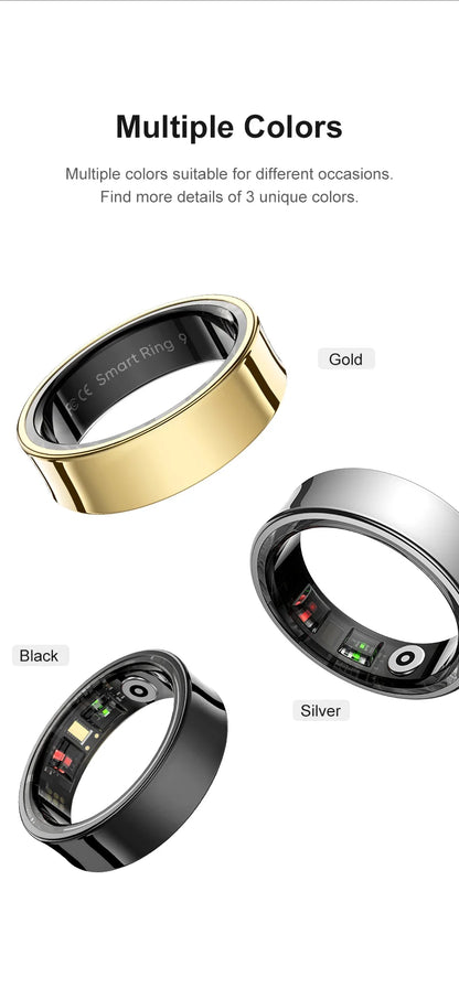 R09 Smart Ring Men Women With Charging Case,heart Rate Blood