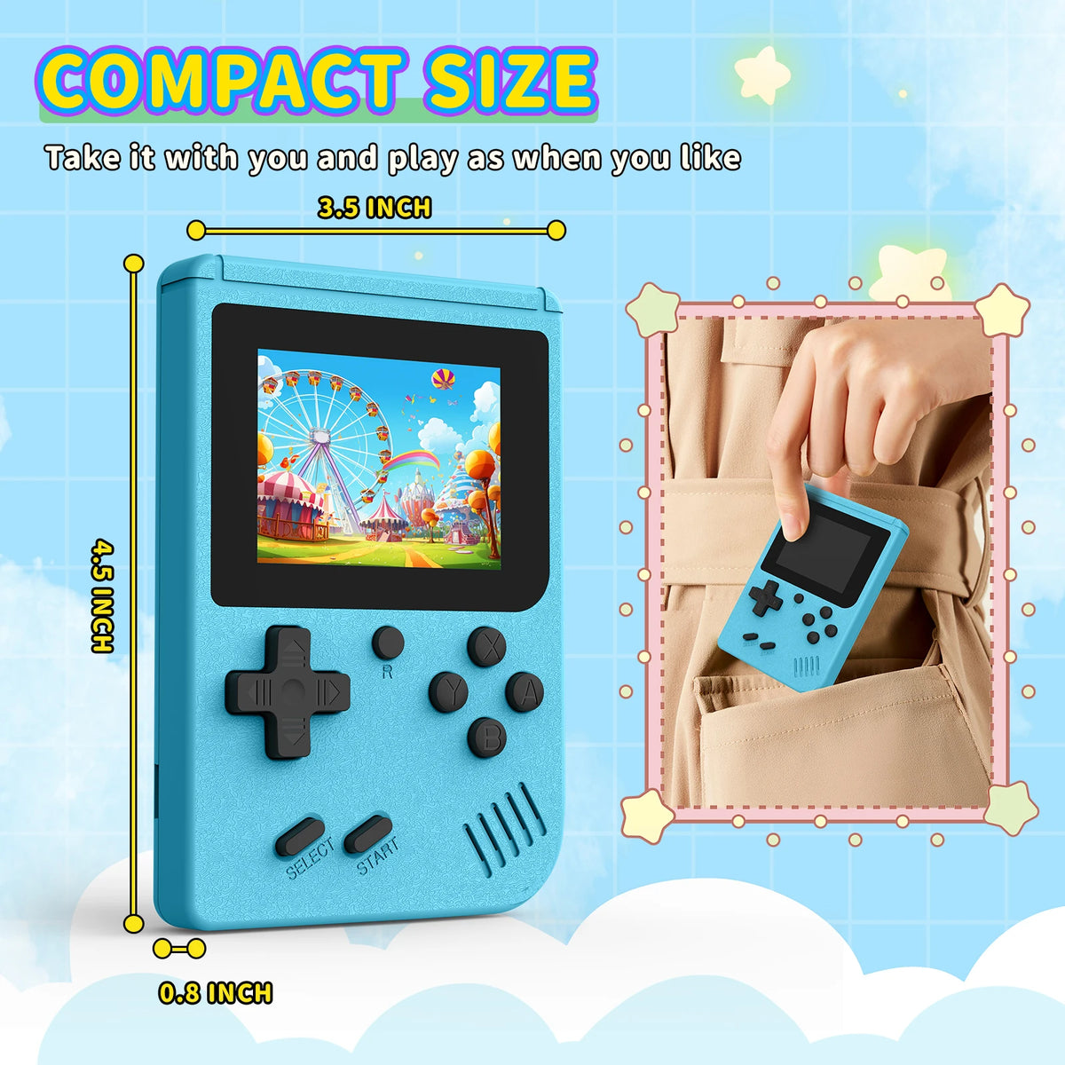 Retro Portable Mini Handheld Video Game Console 8 Bit 3.0 Inch Color