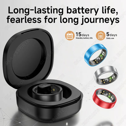 Smart Ring With Case Heart Rate Blood Pressure Sleep Monitoring GPS