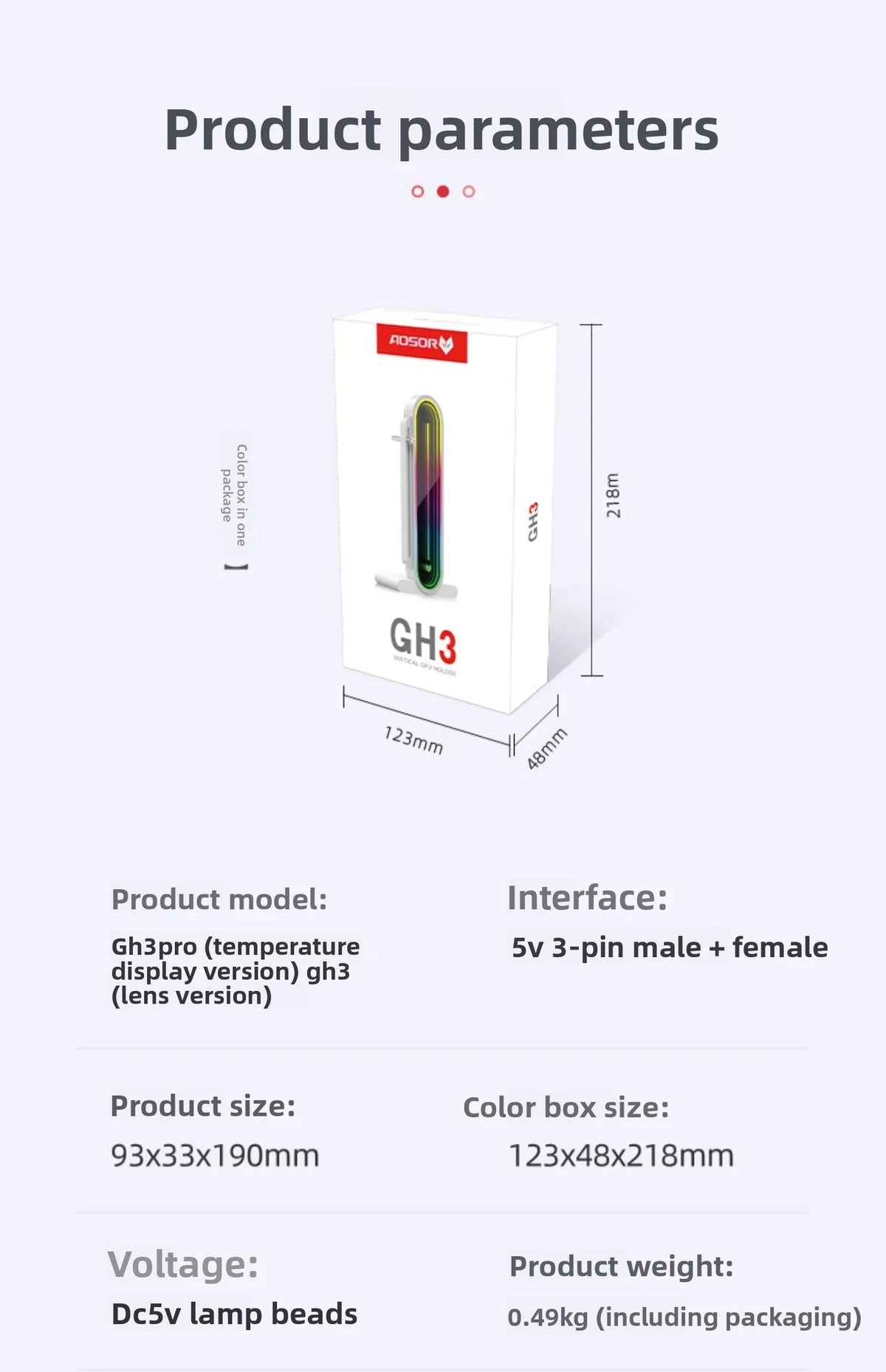 Coolmoon RGB GPU Stand Holder Vertical Aluminum Graphics Card Support