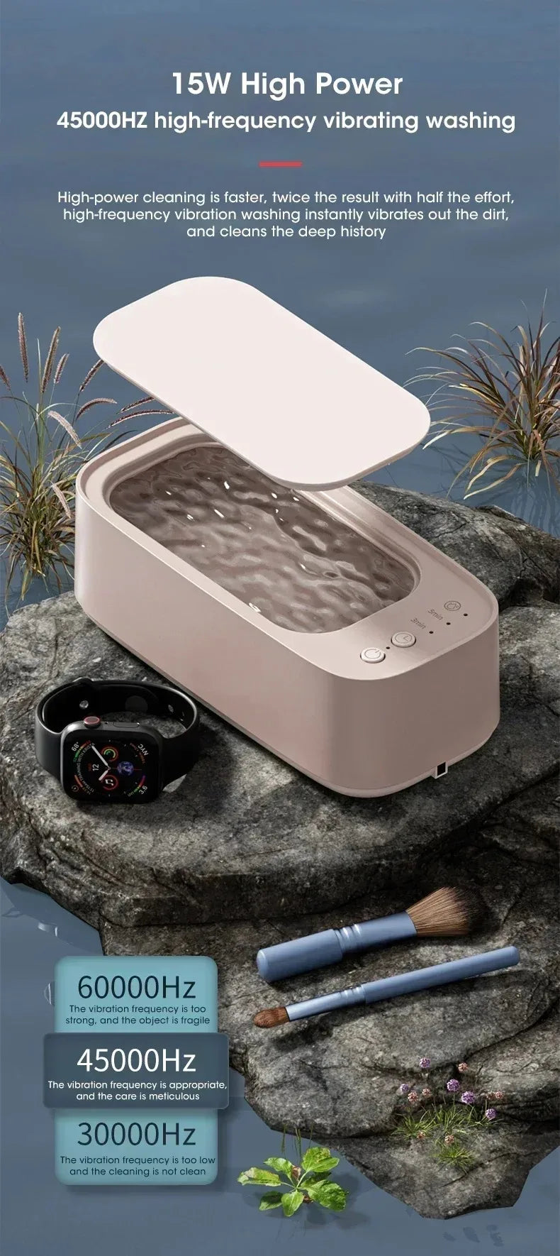 Portable Ultrasonic Cleaner Compact Ultrasonic Glasses Cleaning