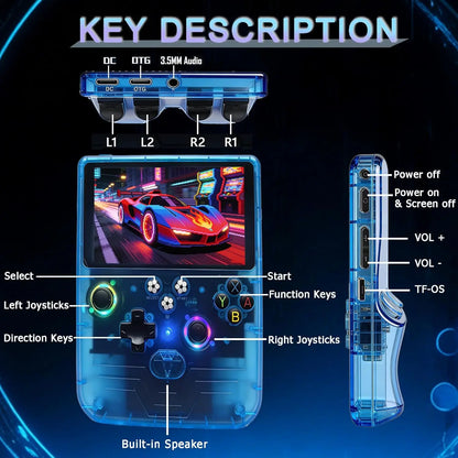 FLLTF MAX Retro Handheld Game Console 6 Inch IPS Screen Mini Retro