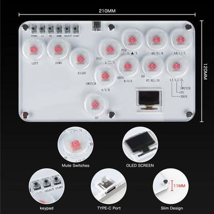 Arcade Hitbox Controller Fight Stick Joystick Hitbox Controller RGB Ke