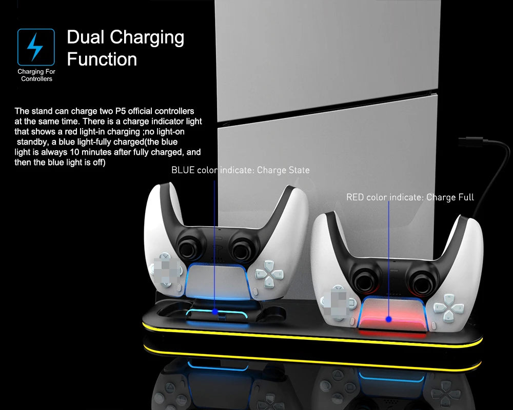 RGB Light And 3 Levels Turbo Cooling Station With Controller Charging