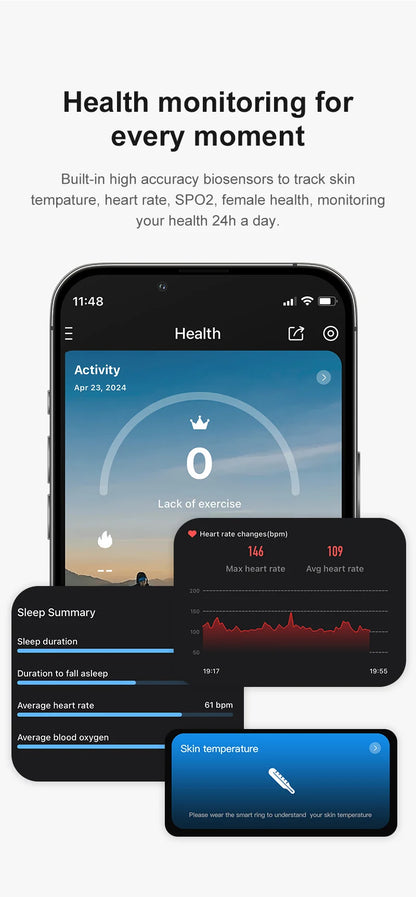 R09 Smart Ring Men Women With Charging Case,heart Rate Blood