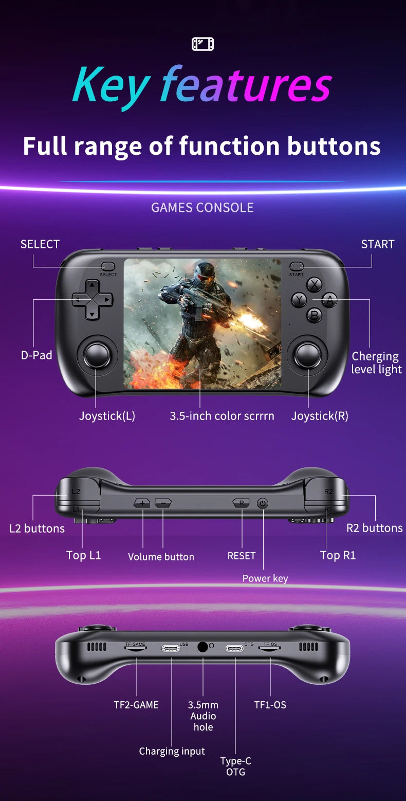 Retro Gaming Console Handheld Portable Player IPS HD Display 64GB