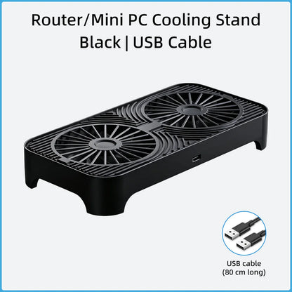 Router Cooling Stand Dual Fan USB Powered Silent Heat Dissipation
