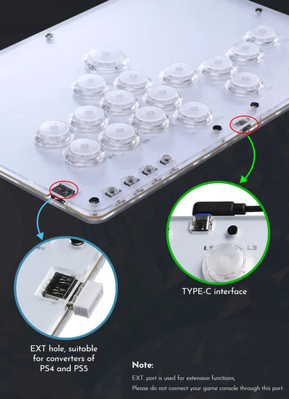 Black Rim Leverless Arcade Controller Hitbox Fightstick Stickless
