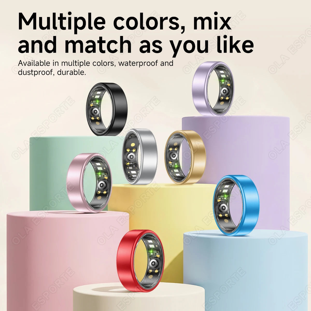 Smart Ring With Case Heart Rate Blood Pressure Sleep Monitoring GPS