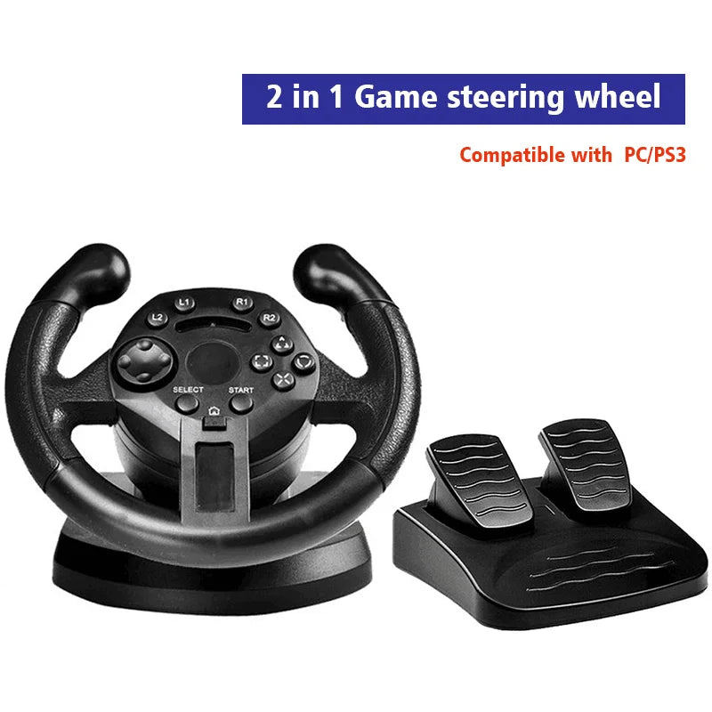 Racing Steering Wheel With Vibration And Pedals For Console P