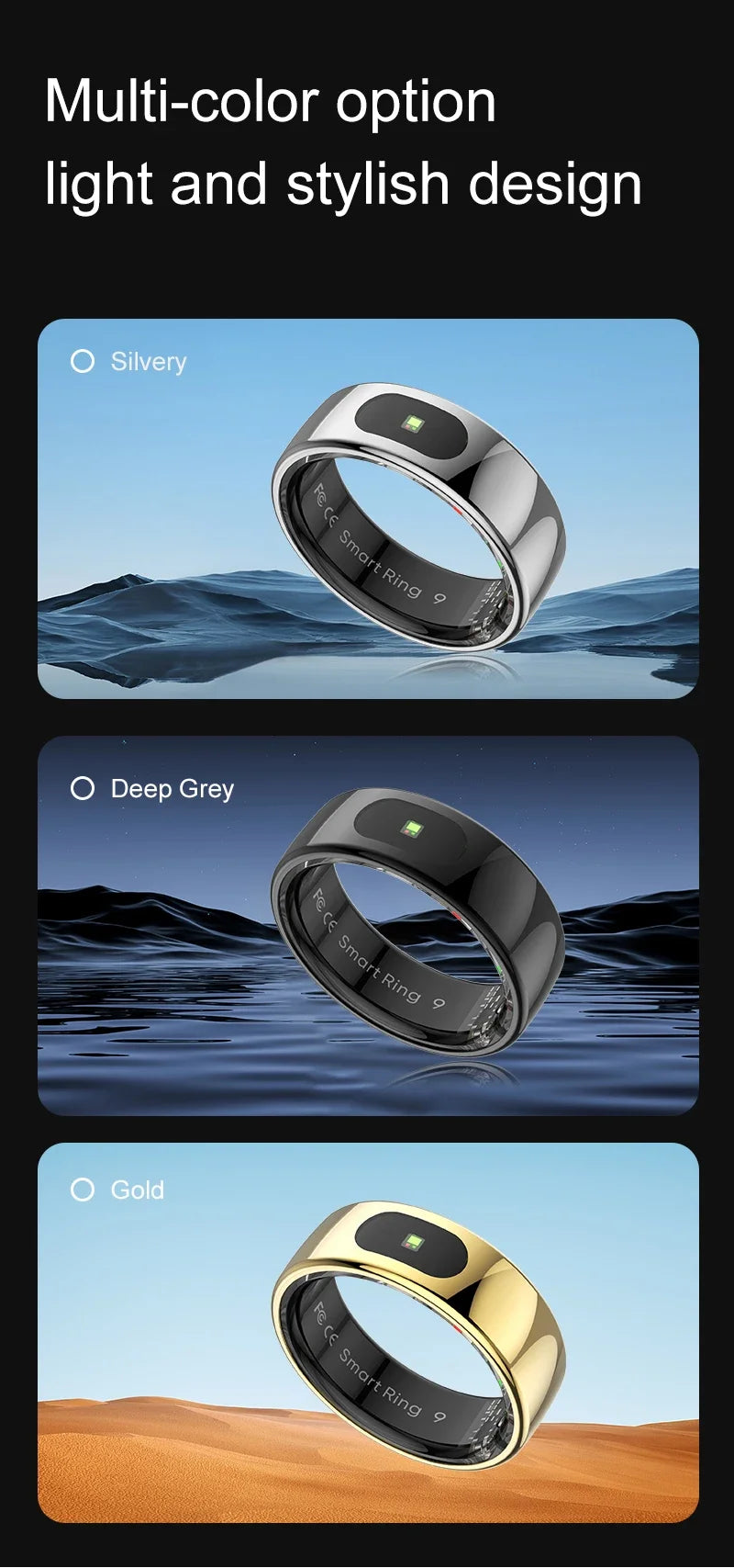 R08 Smart Ring For Men Women Touch Control Function Health Monitor