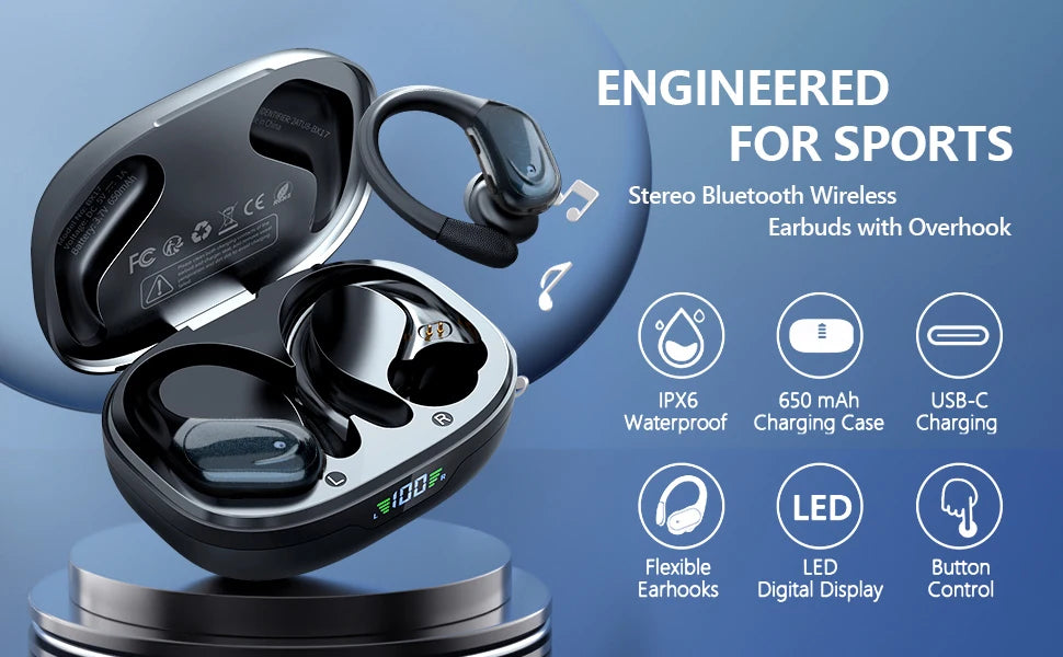 Bluetooth 5.3 Earphones True Wireless Headphones With Mic Button