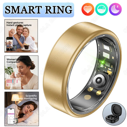 Smart Ring With Case Heart Rate Blood Pressure Sleep Monitoring GPS