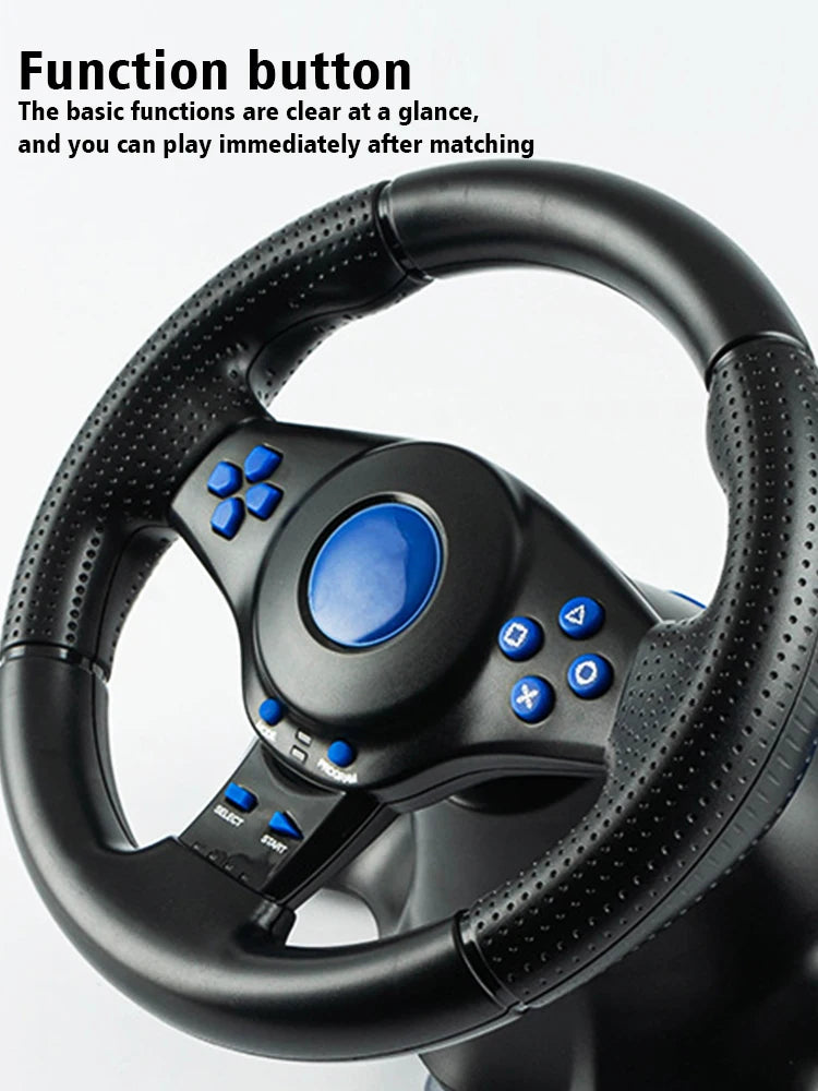 Racing Steering Wheel With Vibration And Pedals For Console P