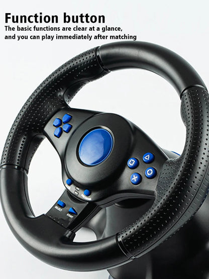 Racing Steering Wheel With Vibration And Pedals For Console P