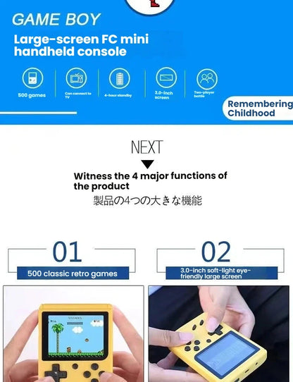 Retro Classic Handheld Game Console 400 Games Rechargeable Portable