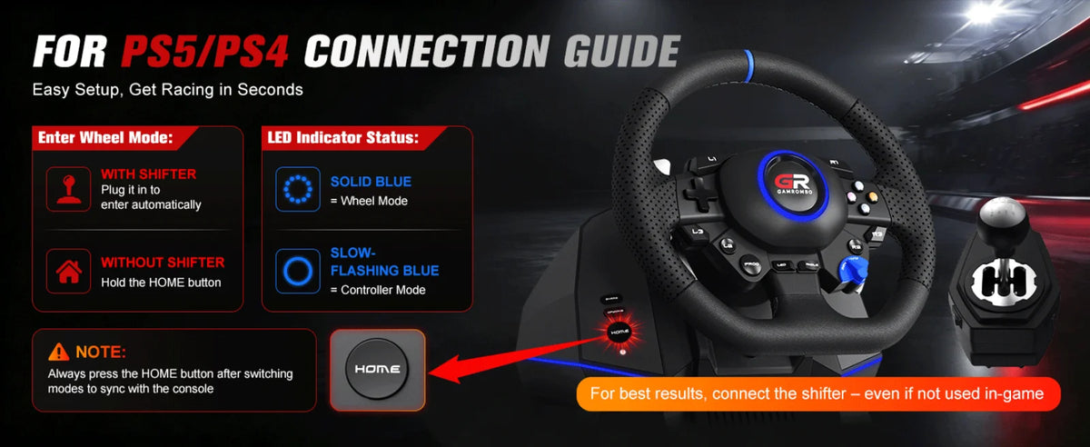 Racing Wheel For Console/console/pc,11" Leather 270°&900° RGB Game