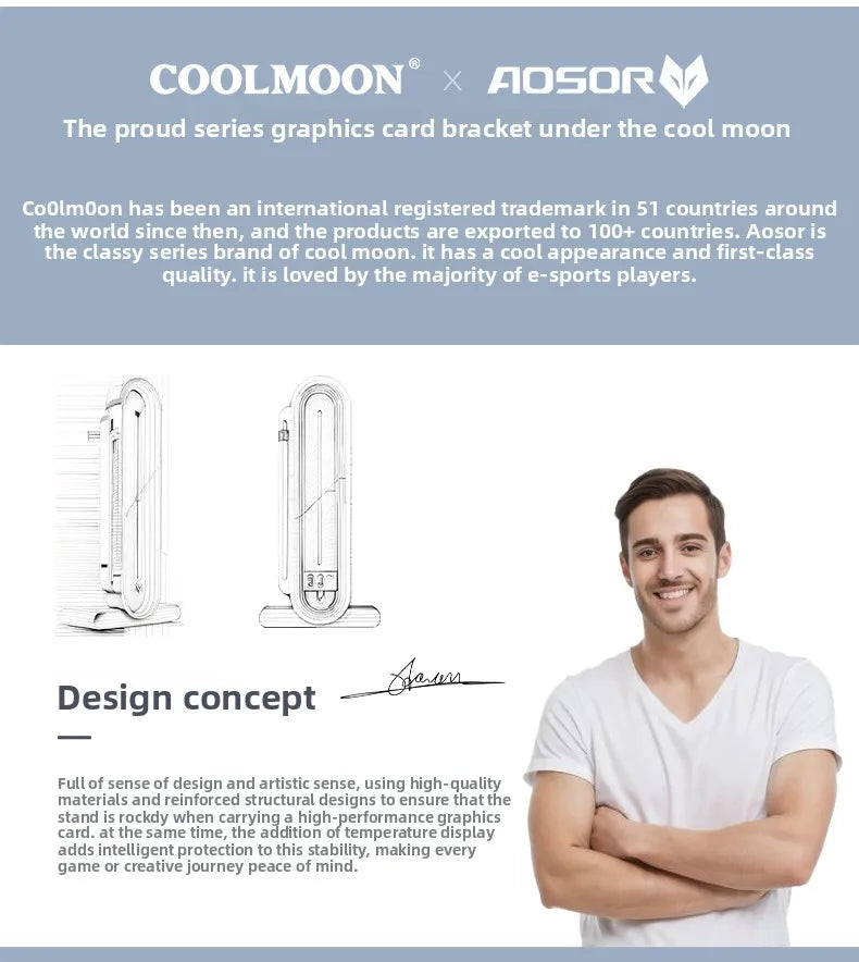 Coolmoon RGB GPU Stand Holder Vertical Aluminum Graphics Card Support