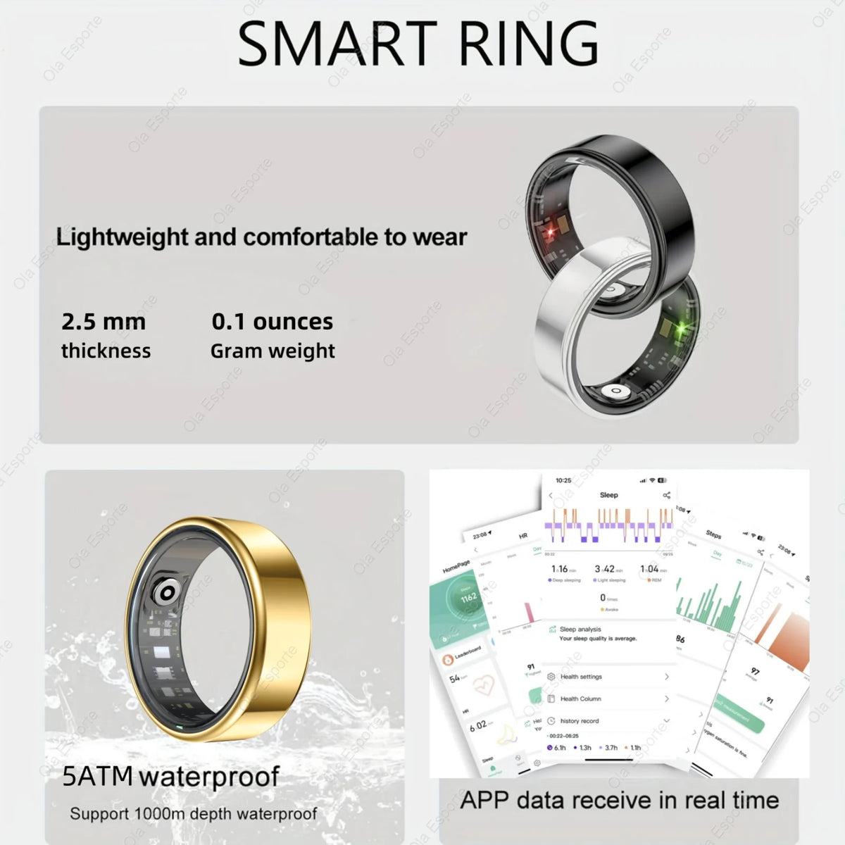 All Size（6-14） Smart Ring Men Women Heart Rate Blood Oxygen And Sleep