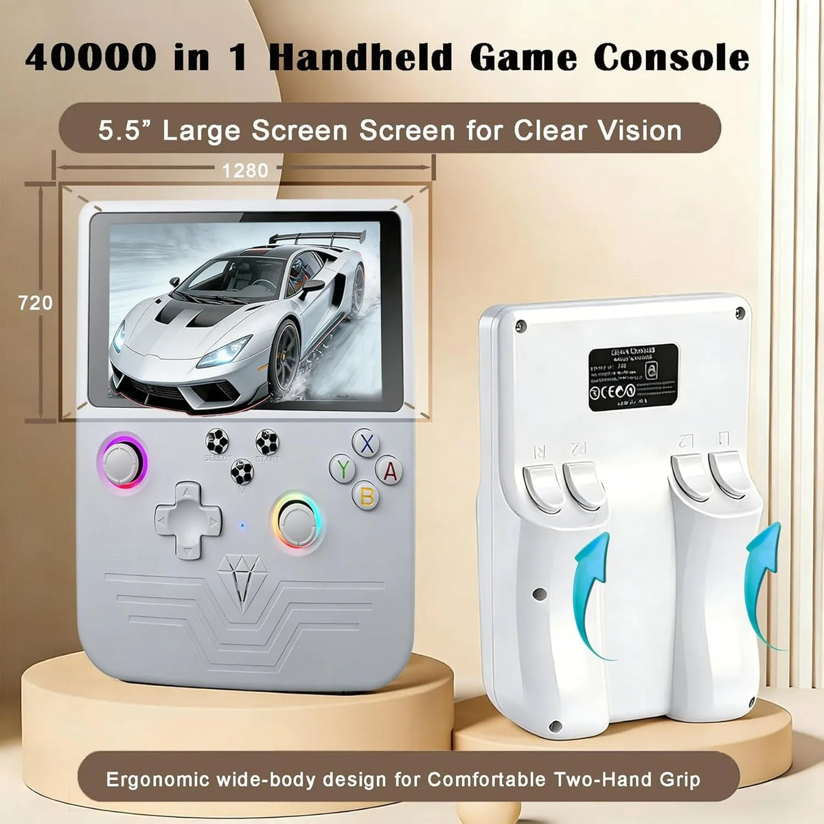 FLLTF MAX Retro Handheld Game Console 6 Inch IPS Screen Mini Retro