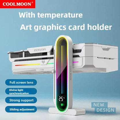 Coolmoon RGB GPU Stand Holder Vertical Aluminum Graphics Card Support