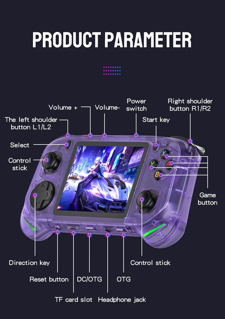 RX6H Retro Handheld Game Console Linux System 3.5 Inch IPS Screen