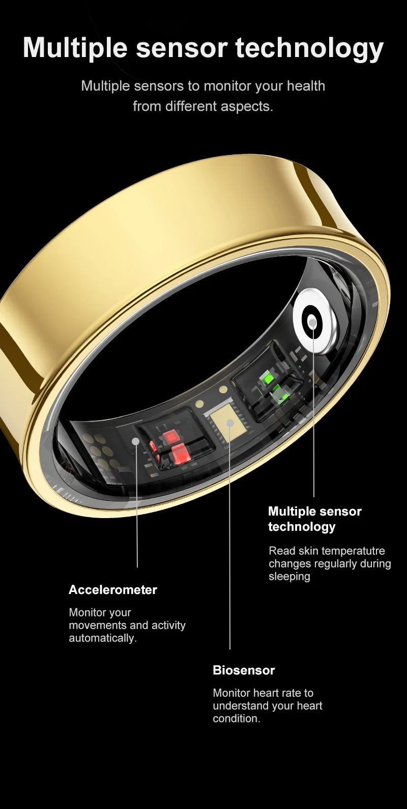 R09 Smart Ring Men Women With Charging Case,heart Rate Blood