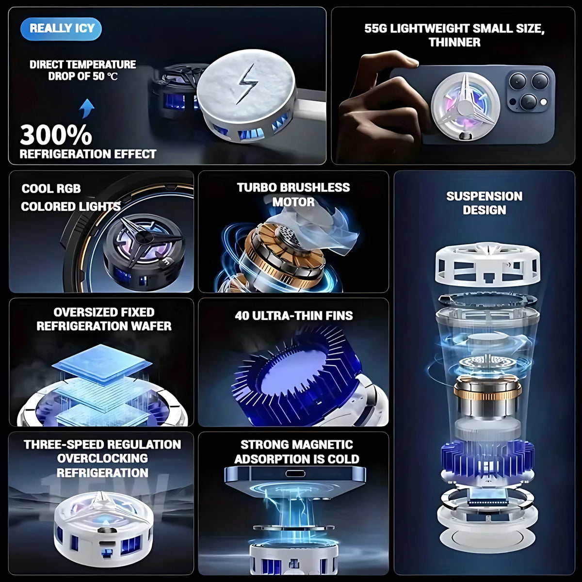 USB Phone Cooler Clip RGB Gaming Phone Radiator Portable Smartphone