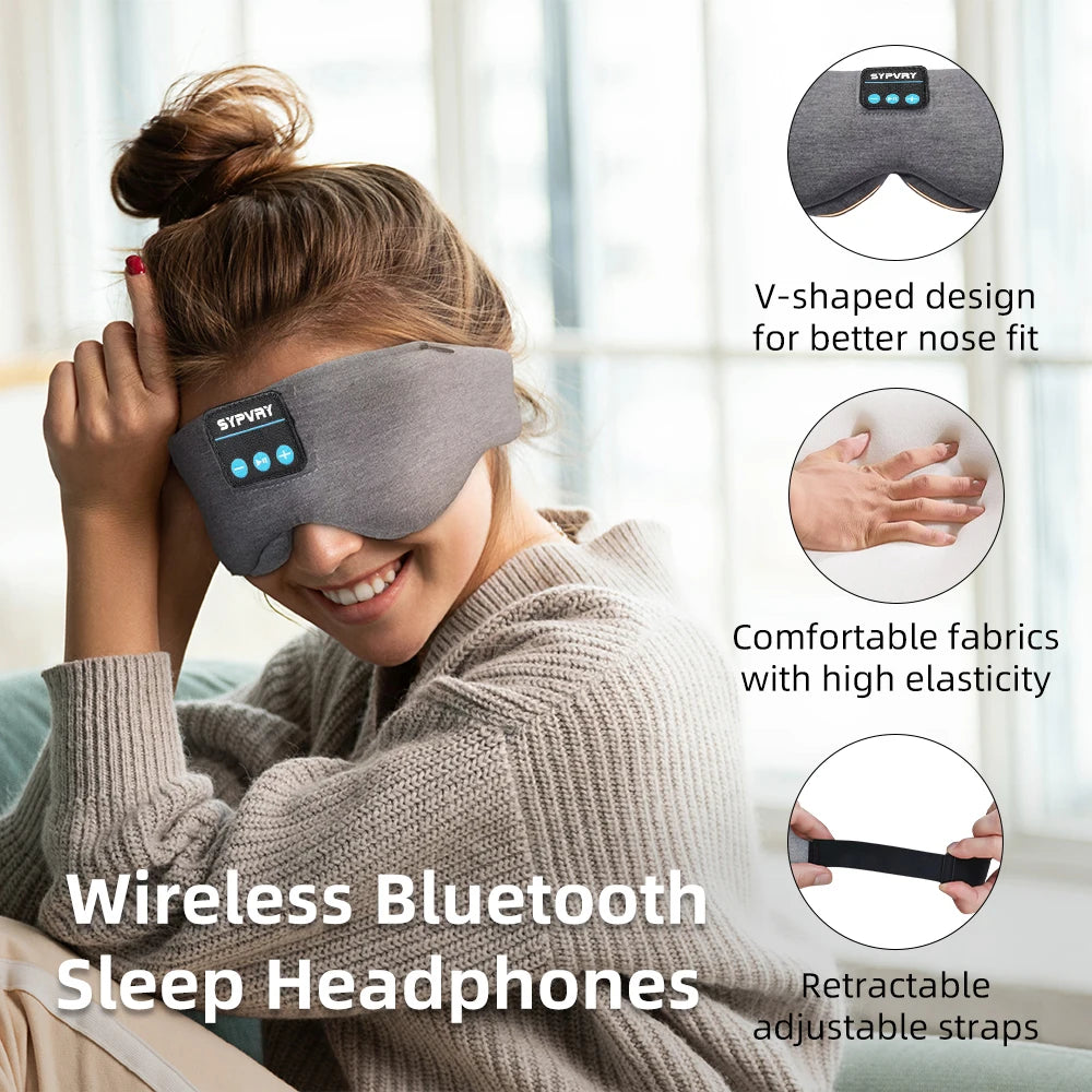 Bluetooth Sleep Mask Cotton Eye Shade Cover Wireless Headset With HD
