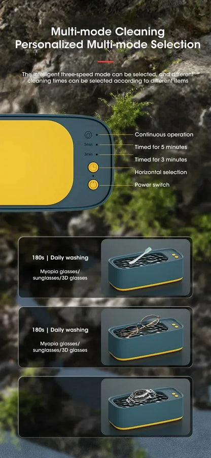 Portable Ultrasonic Cleaner Compact Ultrasonic Glasses Cleaning