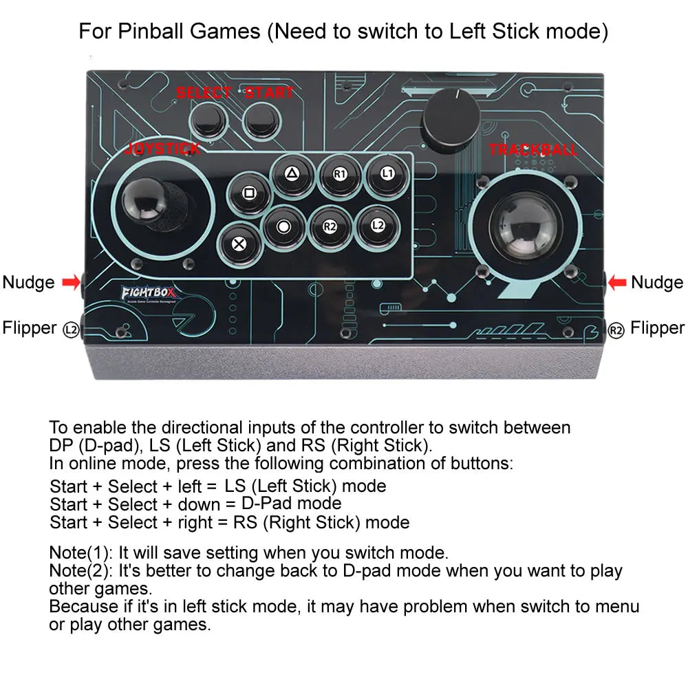 Pro Arcade Fight Stick With Trackball&spinner Retro Game Controller