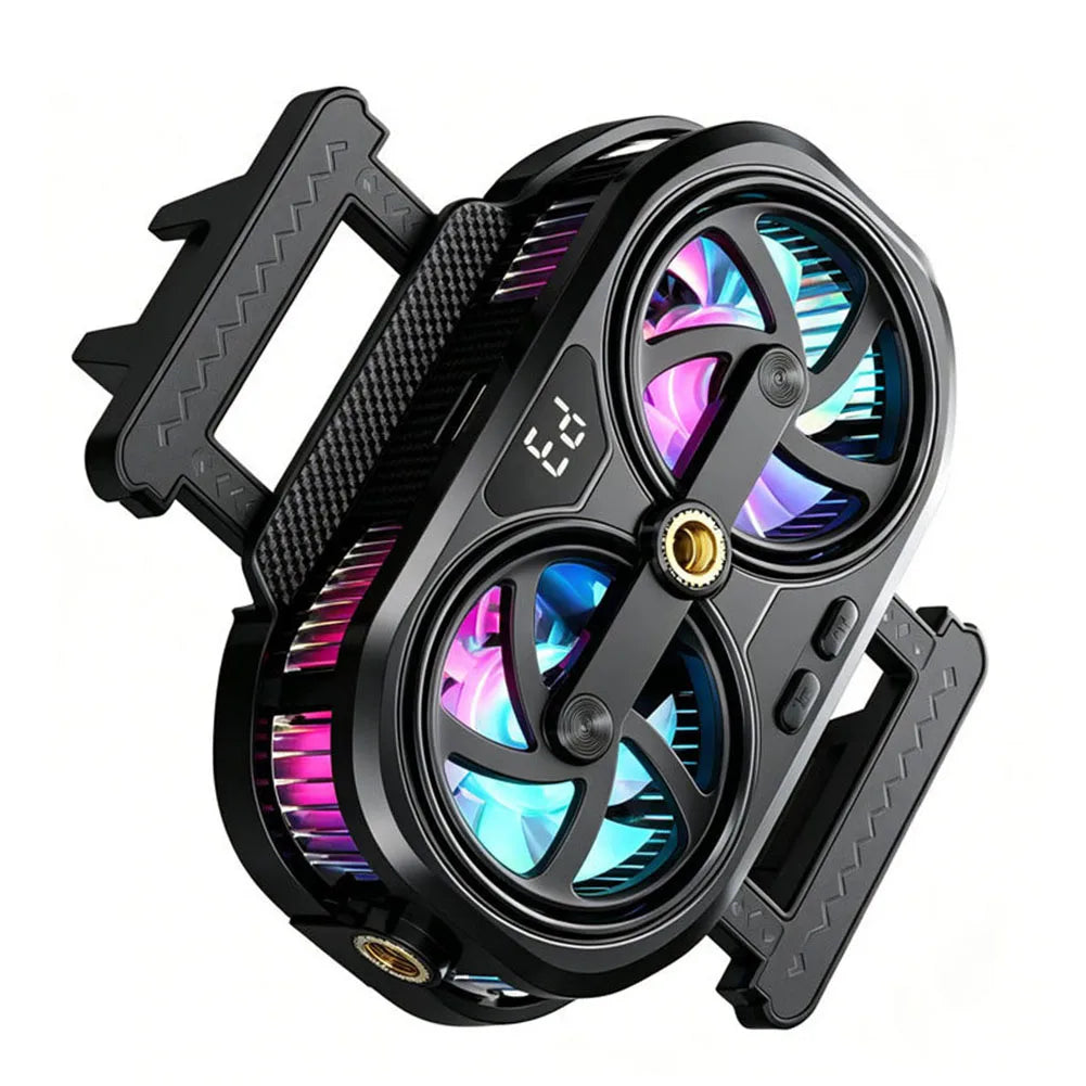 RGB Phone Cooler Fan Temperature Display Dual Chip Cooling Device For