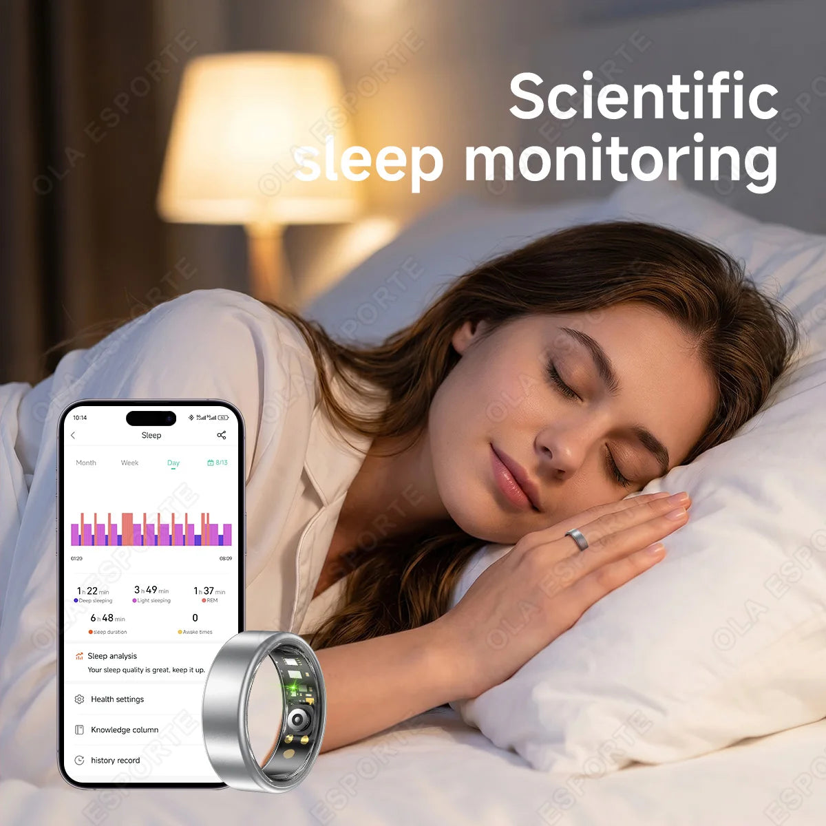 Smart Ring With Case Heart Rate Blood Pressure Sleep Monitoring GPS