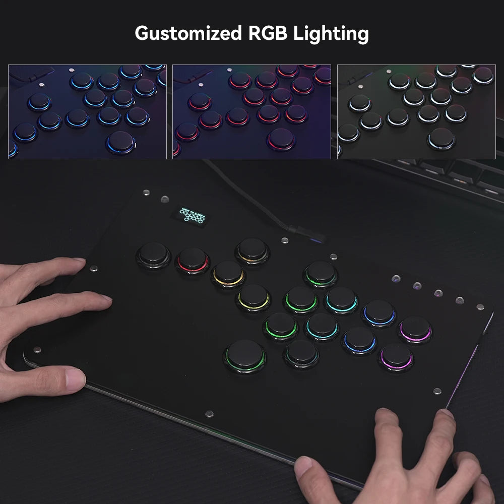 Black Rim Leverless Arcade Controller Hitbox Fightstick Stickless