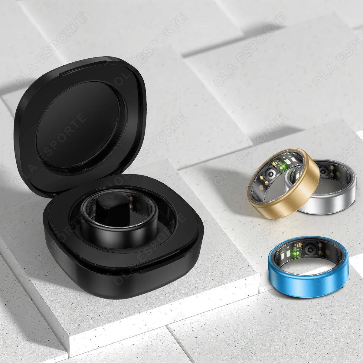 Smart Ring With Case Heart Rate Blood Pressure Sleep Monitoring GPS