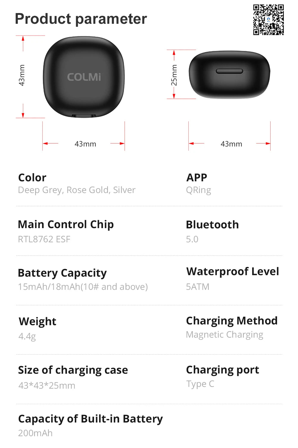 COLMI R10 Smart Ring With Charging Case For Men Women Health And
