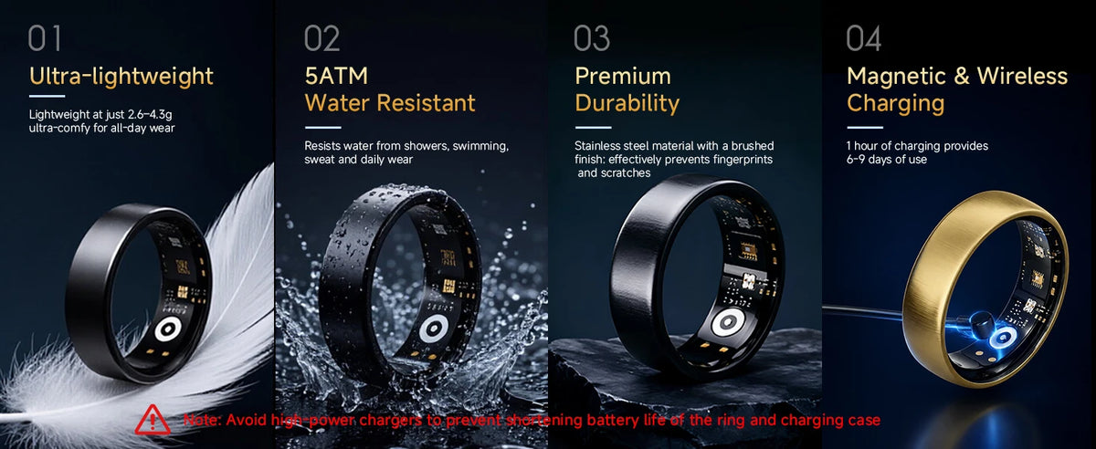 AURA Matt Smart Ring Fitness Sports Health Monitor Sleep Temperature